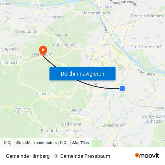 Gemeinde Himberg to Gemeinde Pressbaum map