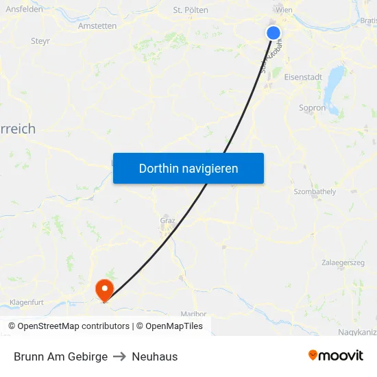 Brunn Am Gebirge to Neuhaus map