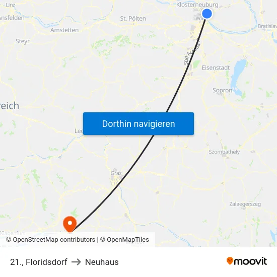 21., Floridsdorf to Neuhaus map