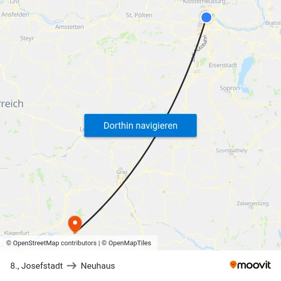 8., Josefstadt to Neuhaus map