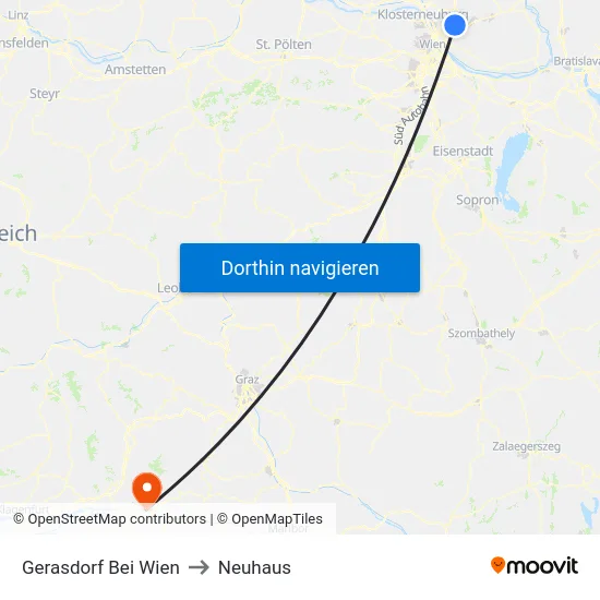 Gerasdorf Bei Wien to Neuhaus map