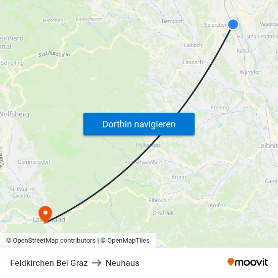 Feldkirchen Bei Graz to Neuhaus map