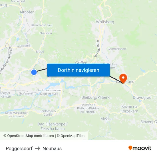 Poggersdorf to Neuhaus map