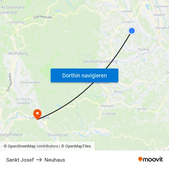 Sankt Josef to Neuhaus map