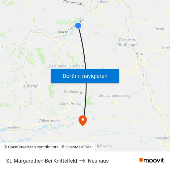 St. Margarethen Bei Knittelfeld to Neuhaus map