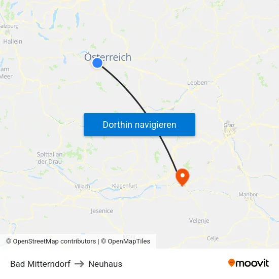 Bad Mitterndorf to Neuhaus map