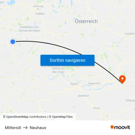 Mittersill to Neuhaus map