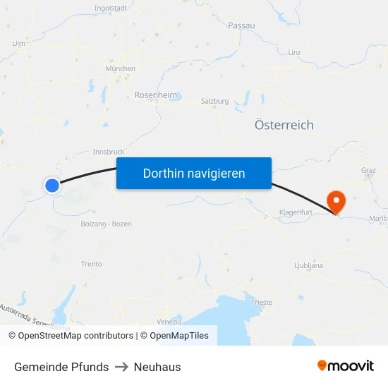 Gemeinde Pfunds to Neuhaus map