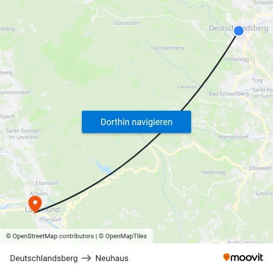 Deutschlandsberg to Neuhaus map
