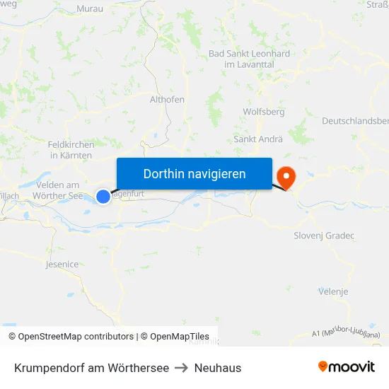 Krumpendorf am Wörthersee to Neuhaus map