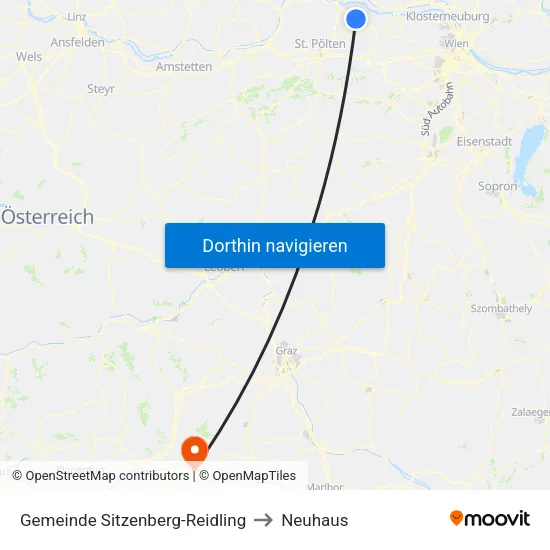 Gemeinde Sitzenberg-Reidling to Neuhaus map