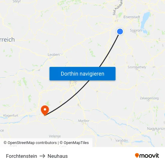 Forchtenstein to Neuhaus map