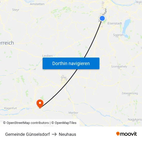 Gemeinde Günselsdorf to Neuhaus map