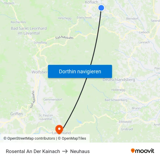Rosental An Der Kainach to Neuhaus map