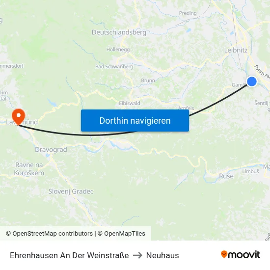 Ehrenhausen An Der Weinstraße to Neuhaus map
