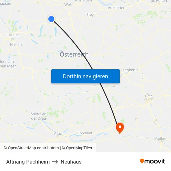 Attnang-Puchheim to Neuhaus map