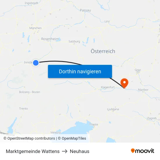 Marktgemeinde Wattens to Neuhaus map