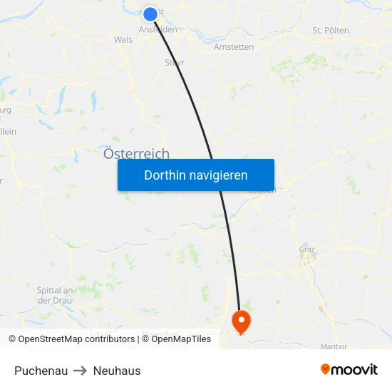 Puchenau to Neuhaus map