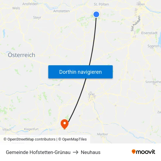 Gemeinde Hofstetten-Grünau to Neuhaus map