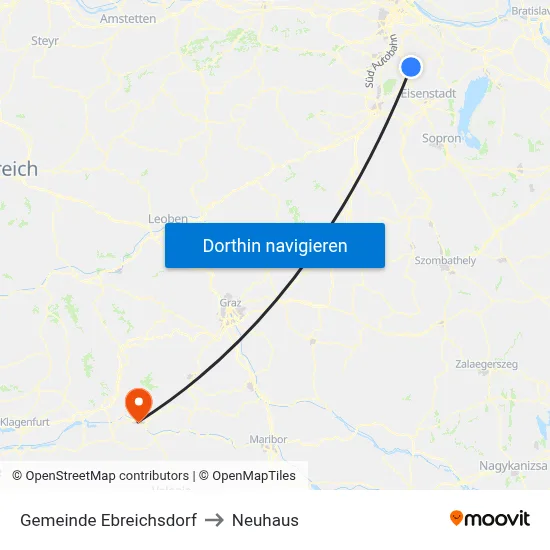 Gemeinde Ebreichsdorf to Neuhaus map