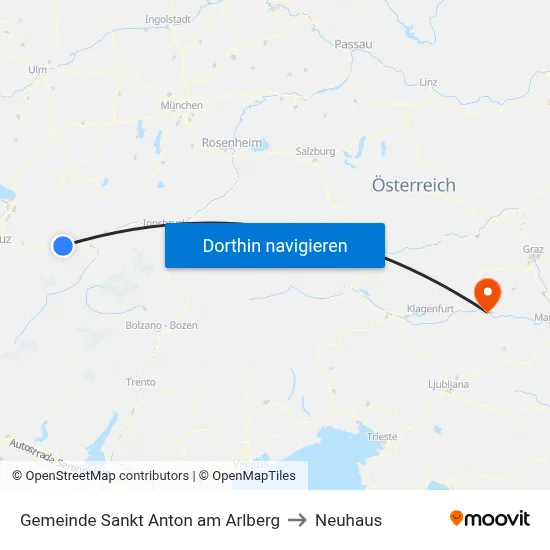 Gemeinde Sankt Anton am Arlberg to Neuhaus map