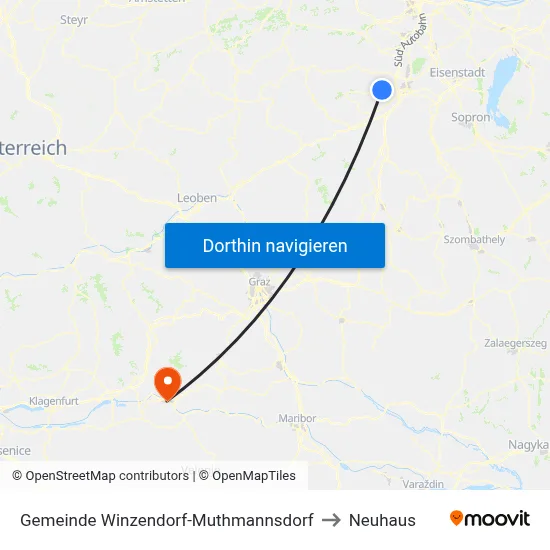 Gemeinde Winzendorf-Muthmannsdorf to Neuhaus map