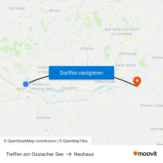 Treffen am Ossiacher See to Neuhaus map