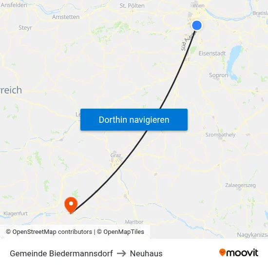Gemeinde Biedermannsdorf to Neuhaus map