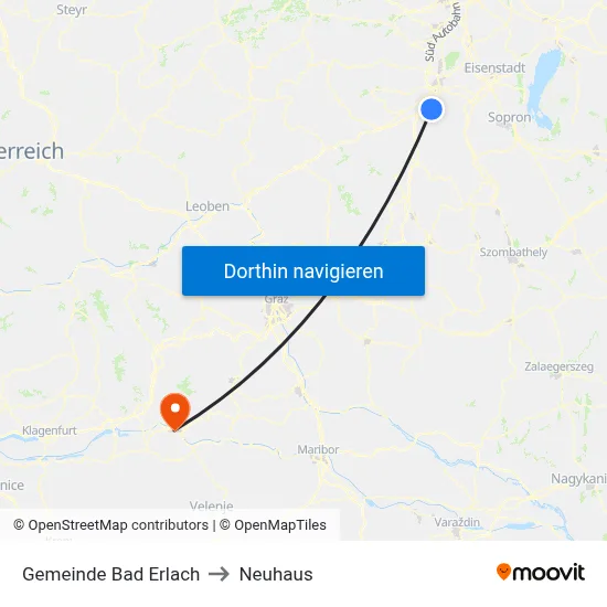 Gemeinde Bad Erlach to Neuhaus map
