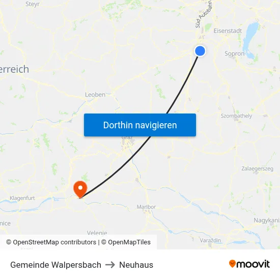 Gemeinde Walpersbach to Neuhaus map