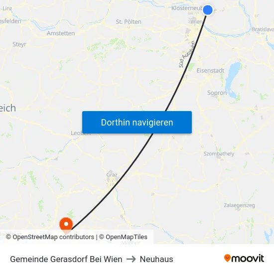 Gemeinde Gerasdorf Bei Wien to Neuhaus map