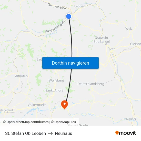 St. Stefan Ob Leoben to Neuhaus map