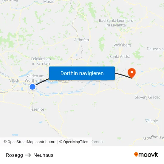 Rosegg to Neuhaus map