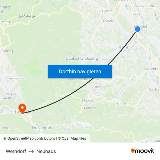 Werndorf to Neuhaus map