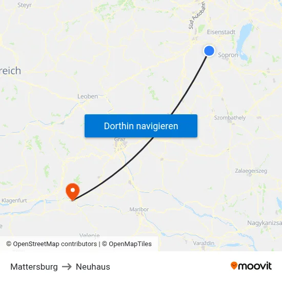 Mattersburg to Neuhaus map