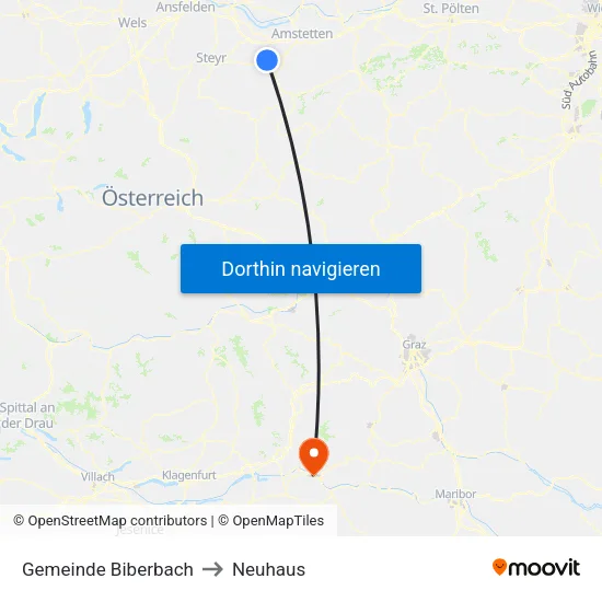 Gemeinde Biberbach to Neuhaus map