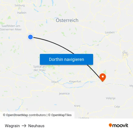 Wagrain to Neuhaus map