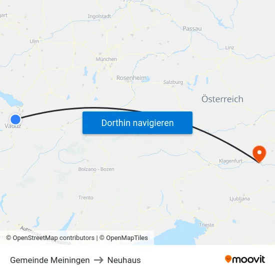 Gemeinde Meiningen to Neuhaus map