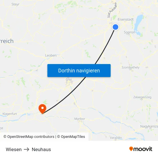 Wiesen to Neuhaus map