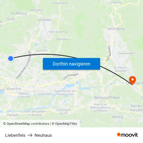 Liebenfels to Neuhaus map