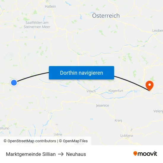 Marktgemeinde Sillian to Neuhaus map