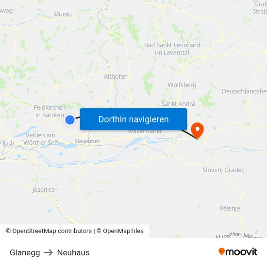 Glanegg to Neuhaus map