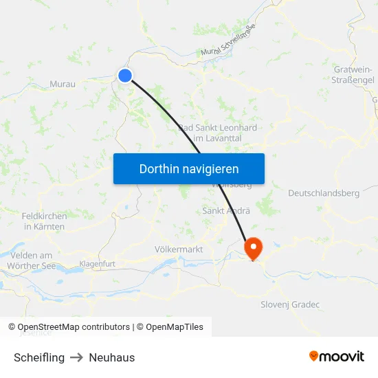 Scheifling to Neuhaus map