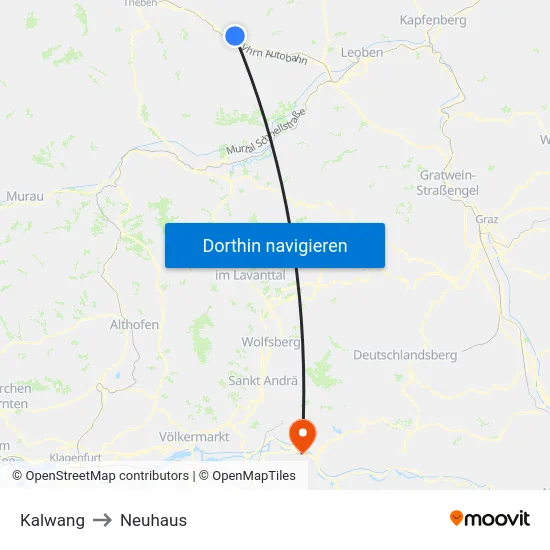 Kalwang to Neuhaus map