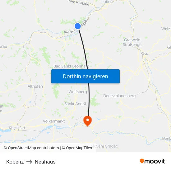 Kobenz to Neuhaus map