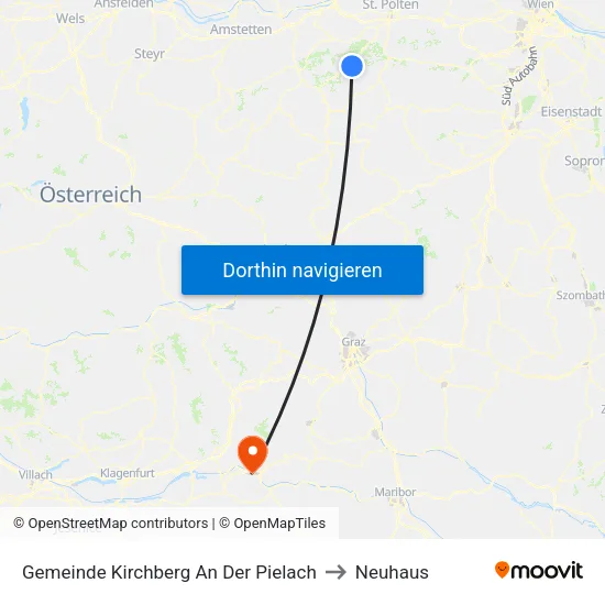 Gemeinde Kirchberg An Der Pielach to Neuhaus map