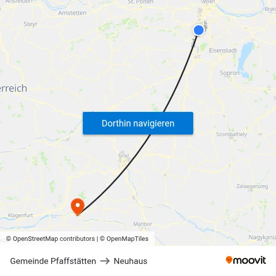 Gemeinde Pfaffstätten to Neuhaus map