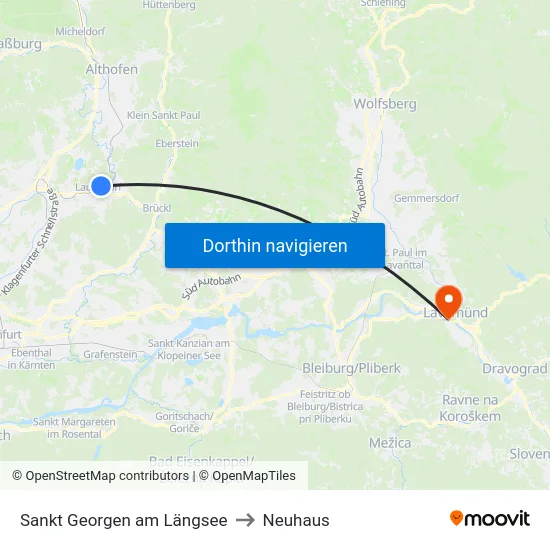 Sankt Georgen am Längsee to Neuhaus map