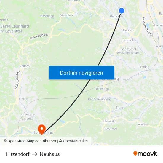 Hitzendorf to Neuhaus map
