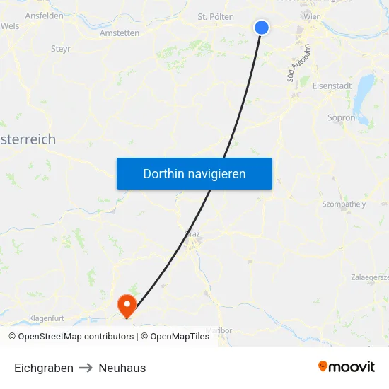 Eichgraben to Neuhaus map
